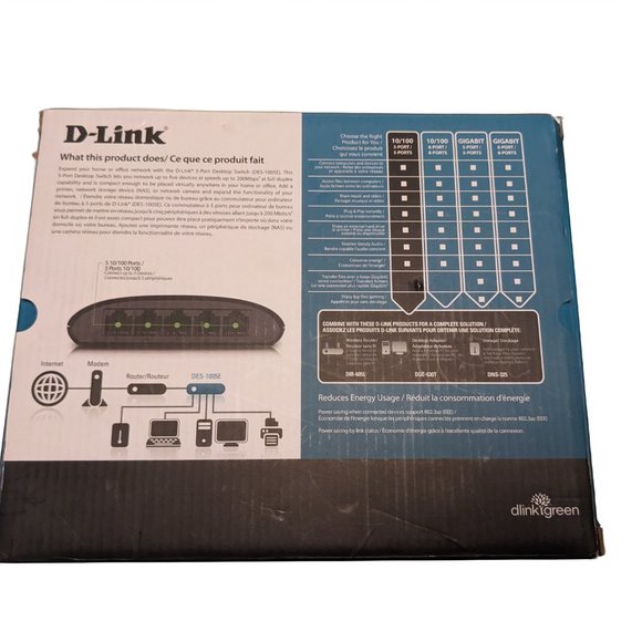 D-Link DES (DES-1005E) 5-Ports External Ethernet Switch 10/100 Mbps - Picture 8 of 11